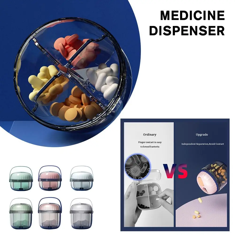 Fashion Portable Medicine Dispenser Waterproof Sealed Pill Box Storage Divider Pillbox Tablet Drug Accessorie Organizer Med C0J7