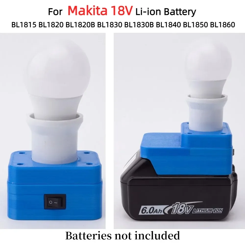 Portable LED Work Light for Makita 18V Li-ion Battery（BL1815 BL1820 BL1820B BL1830 BL1830B BL1840 BL1850 BL1860）E27 5W Ball Bulb