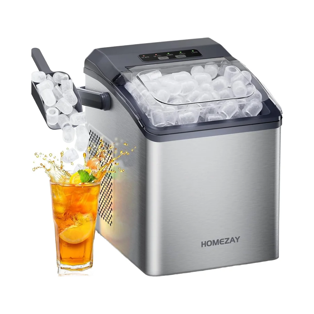 

Портативный электрический льдогенератор серебристого цвета, 9 кубиков, самоочищающийся, 26 фунтов/сутки, 2 размера, для дома, кухни, автомобиля, отеля, улицы