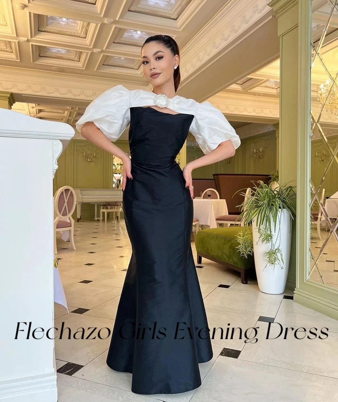 Flechazo Vintage Satin Evening Dresses Cut-out Mermaid Floor-Length Formal Wedding Party Dress For Women 2024 vestidos de gala