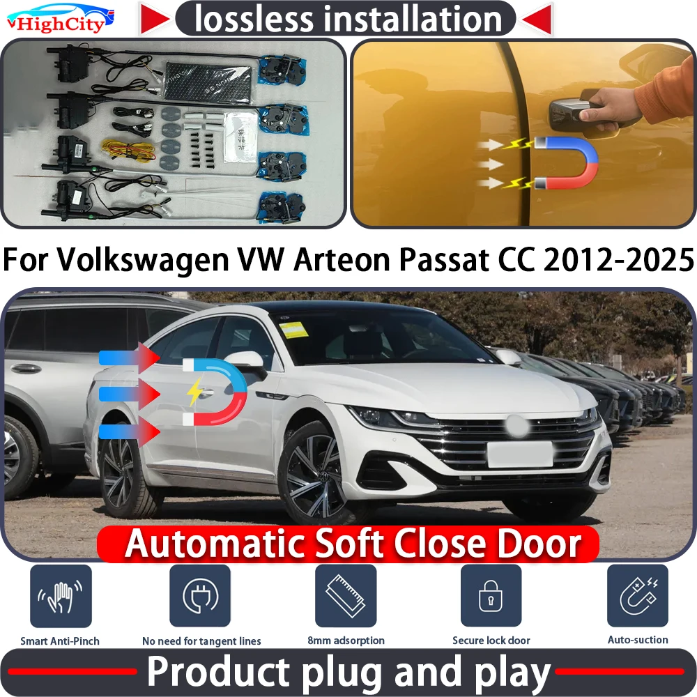 HighCity Electric Closing Door Lock Actuator for Volkswagen VW Arteon Passat CC 2012-2025 Soft Close Power Latch System Auto