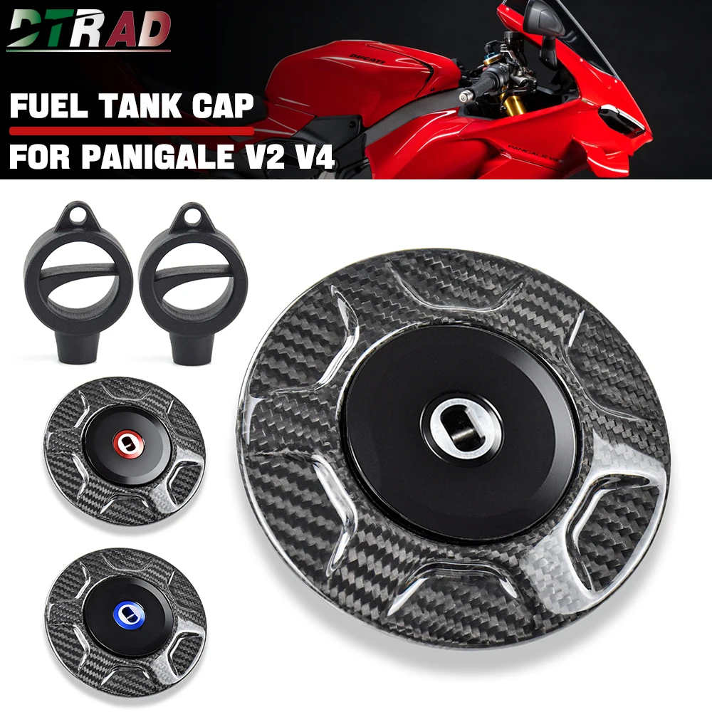 

2018-2025 For DUCATI Panigale V2 V4 V4R Streetfighter V2 V4 V4S Carbon Fiber Fuel Tank Cap With Keys Anti-theft Oil Petrol Cover