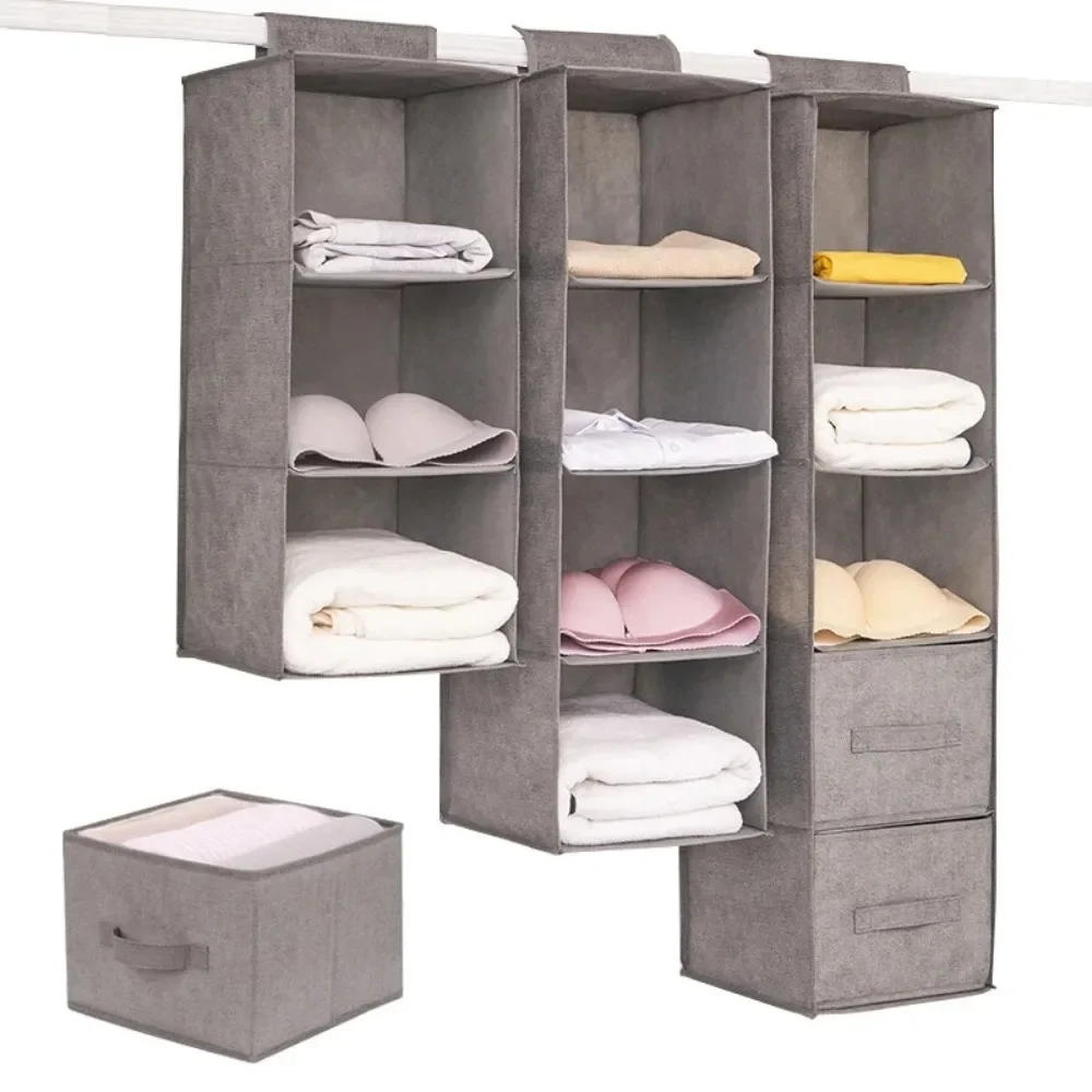 

3/4/5 Layer Portable Wardrobe Hanging Storage Bag Interlayer Drawer Type Collapsible Washable Storage Shelves Closet Organizer