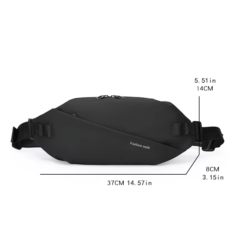 Sac de taille |   sac de poitrine à la mode adapté aux activités de randonnée, de course et de plein air, noir, conception de suture durable