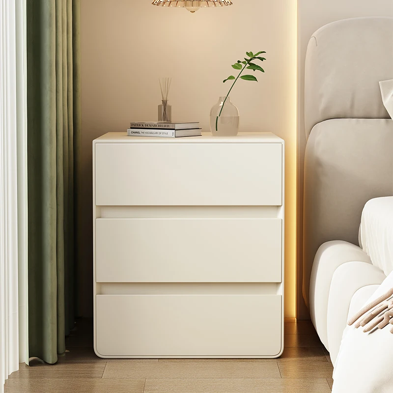 

All solid wood new cream wind small three bucket cabinet simple modern Internet celebrity light luxury master bedroom minimalist