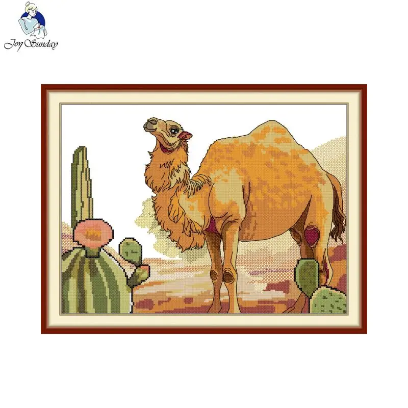 

Joy Sunday Cross Stitch Kit The Camel Pattern Counted Printed Canvas Aida 16/14/11CT DIY Embroidery Set Art Craft Home Decor New
