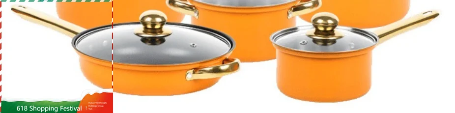

Stainless Steel 12 In 1 Cookware Kit Non Stick Pan And Saucepan With Polished Gold Handle Design