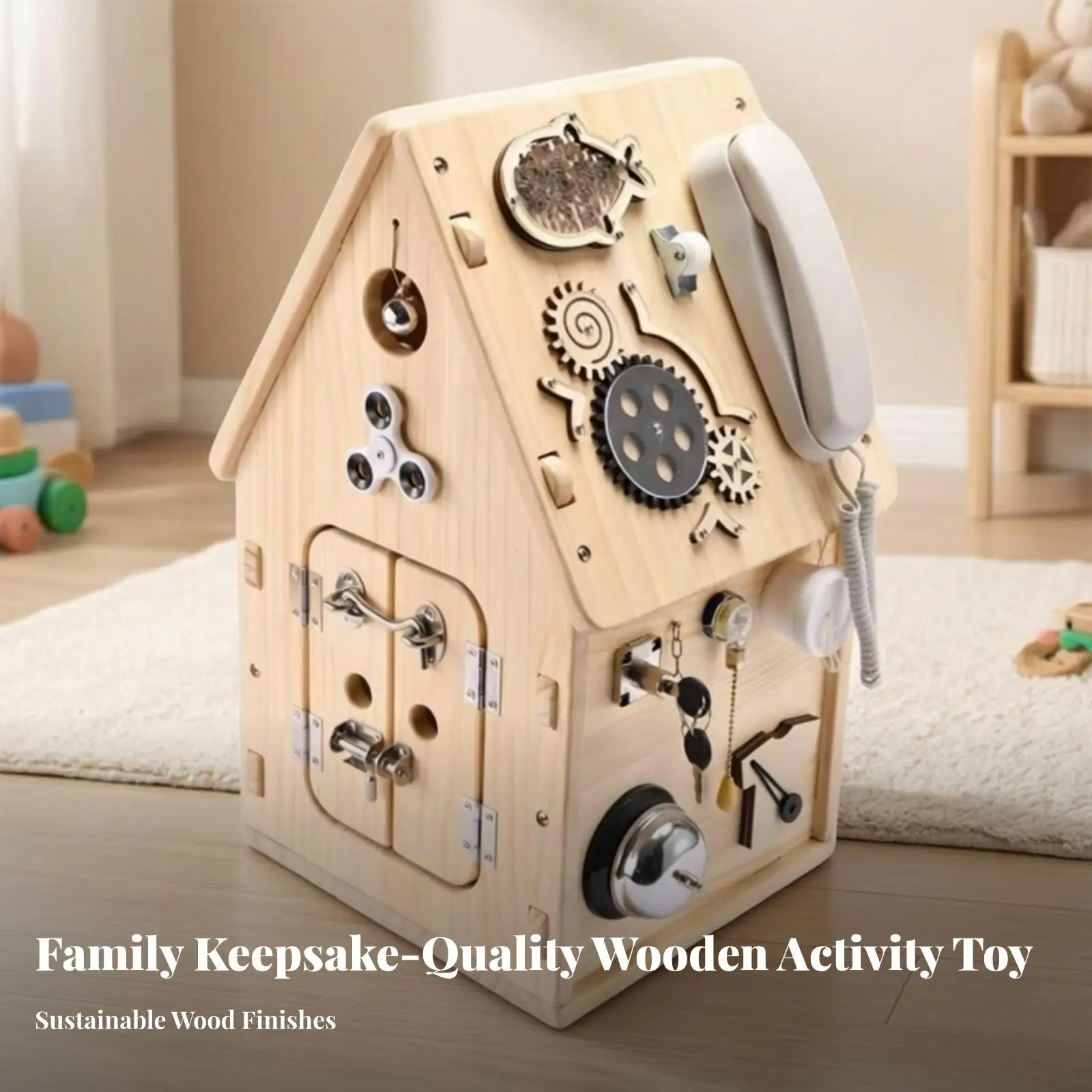 Wooden Busy House Hands-on Sensory Activity Toy Exploratory for Young Children