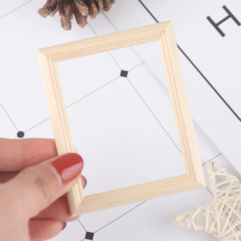 1/12 Frame Photo Dollhouse Picture Mini Miniature Wooden Furniture Vintage Frames Decorative Display Diy DollHouse Wall