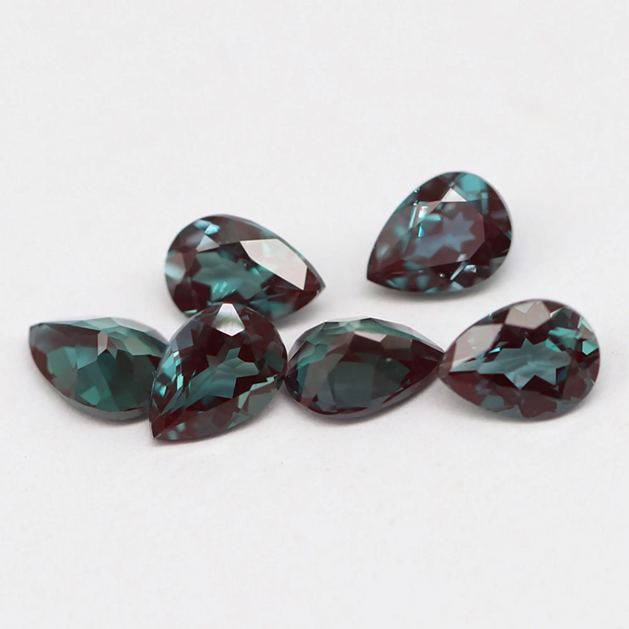 

Lab Grown Alexandrite Faceted Gemstone,Pear Color Change Stone,June Birthstone,DIY Loose Gemstone Supplies 4150027