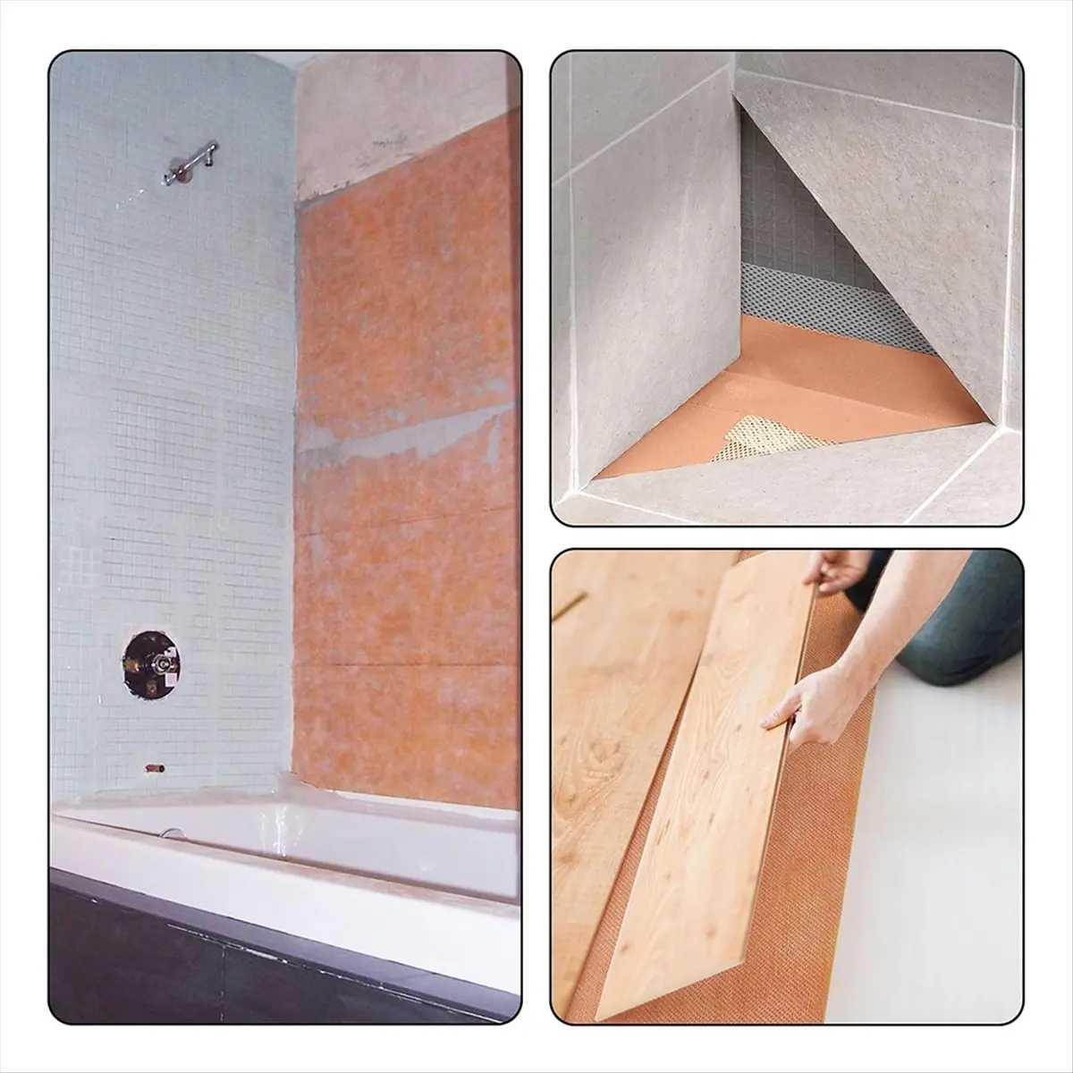 A89X Waterproof Membrane Band Roll,Shower Waterproofing Membrane Uncoupling Band for Tile Wall Floor Bathroom Shower Sauna