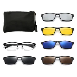 Magnetic Sunglasses Men Clip On Glasses Male 0 Diopter Medical Glasses for Men Metallic Rectangle Optic Myopia Frame