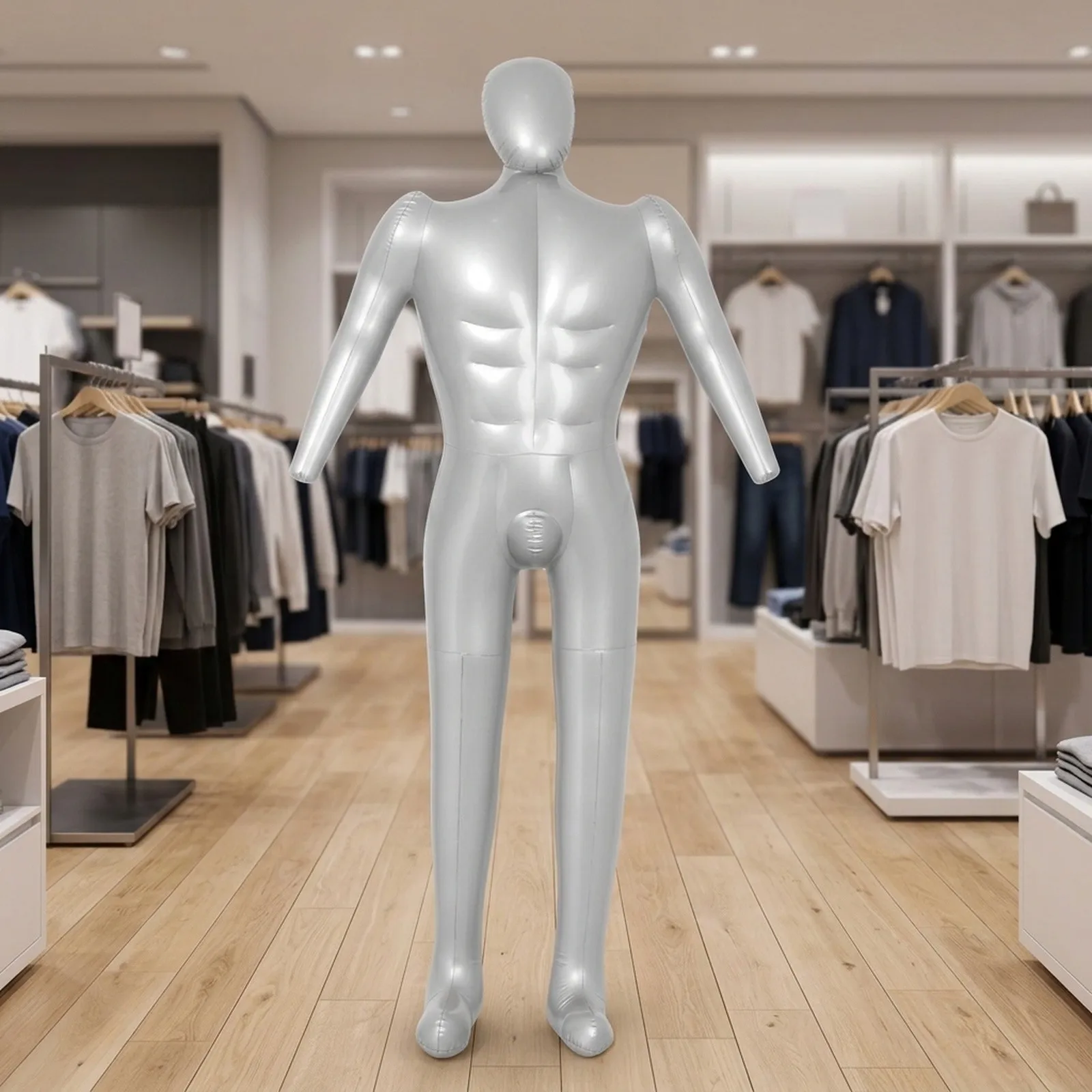 Silver PVC Full Body Male 168cm Tailor Dress For Clothing Display Retail Store Trade Show Exhibition Silver PVC