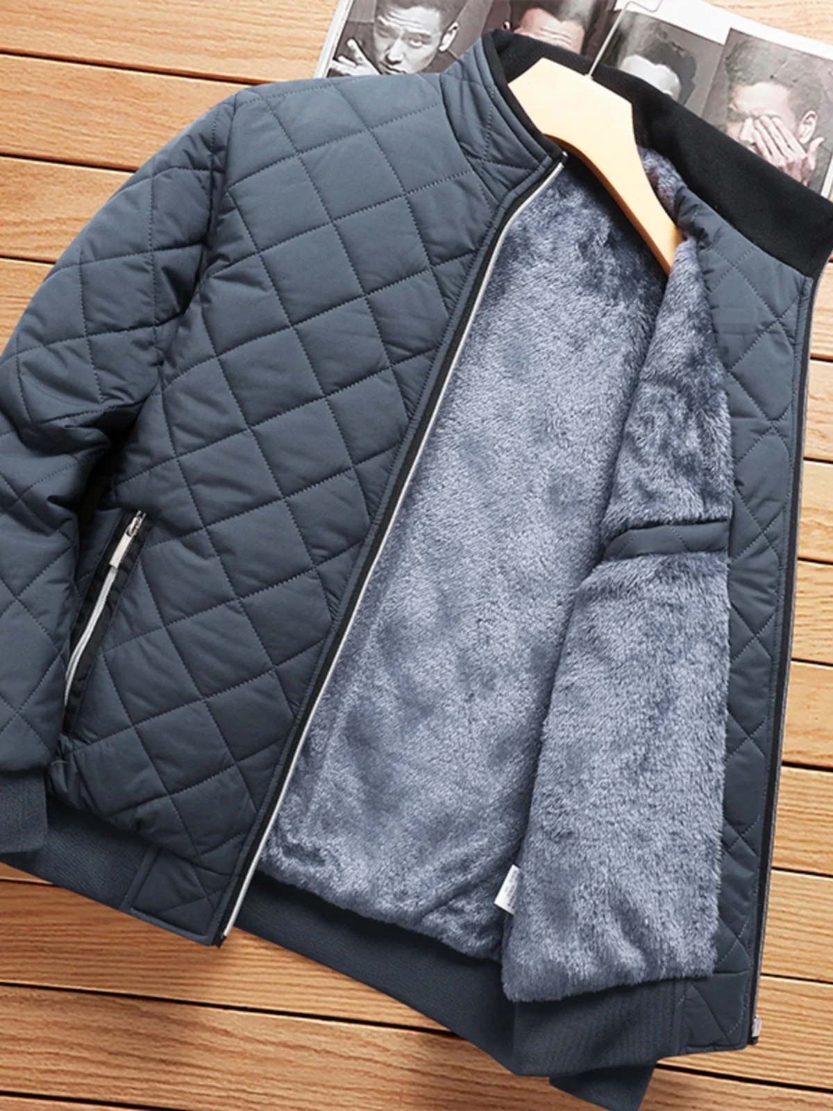 

Thiened Winter Jaet Men's Youth Fce Lined Cotton Coat Warm Casual Stand Collar Long Sve Regular Fit Loose Sle