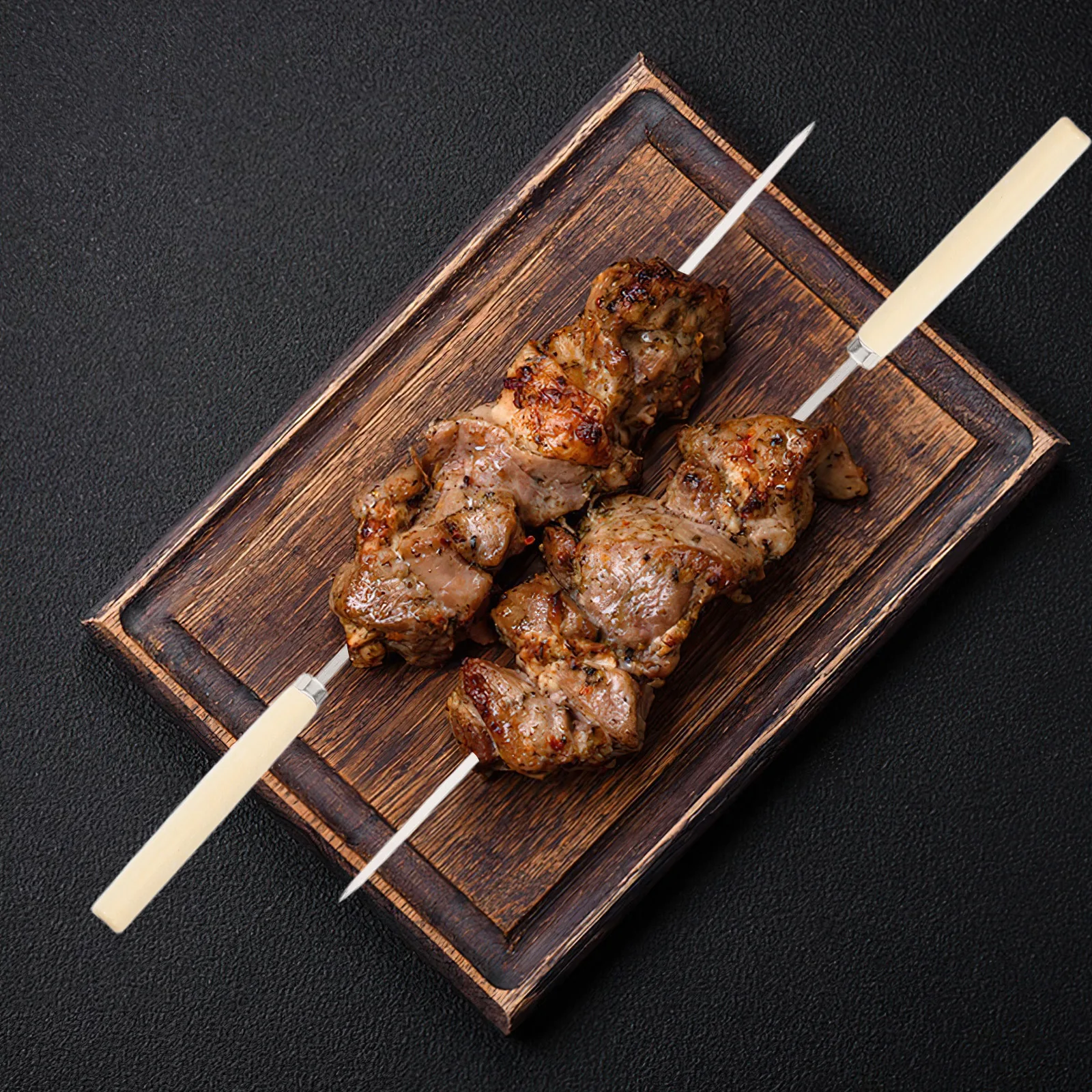 

Alipis 25Pcs Stainless Steel BBQ Skewers with Handle for Grilling Meat Vegetables Outdoor Parties Events