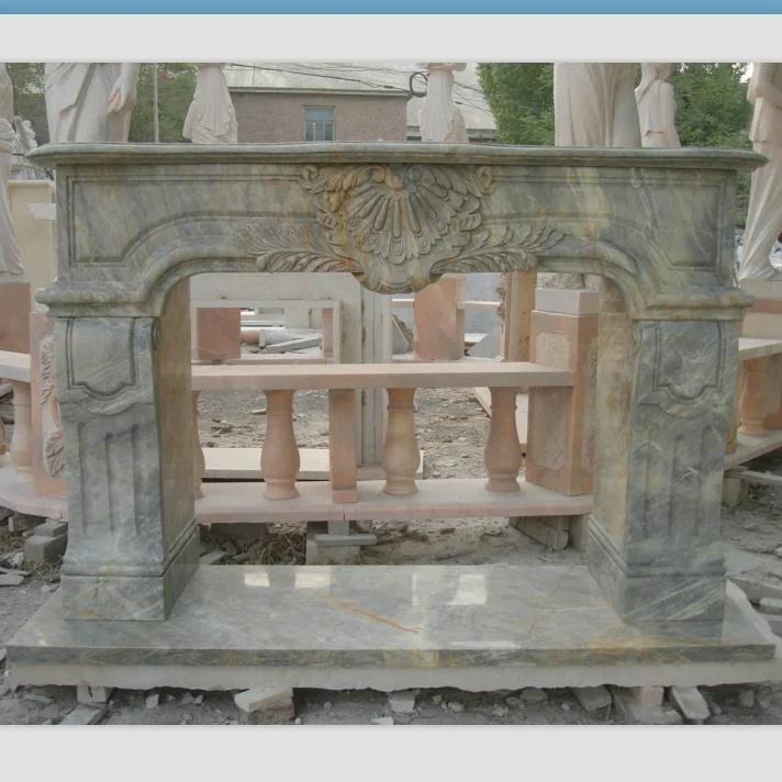 Antique decorative marble stone fireplace surrounding