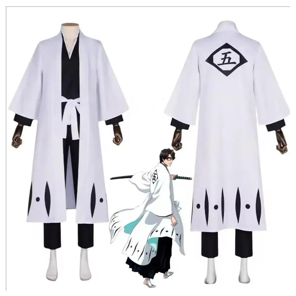 Conjuntos de disfraces de Anime Bleach Aizen Sousuke, Bleach, guerra de sangre de mil años, Gotei 13, equipo NO5 NO6, bata de capitán, trajes tipo kimono