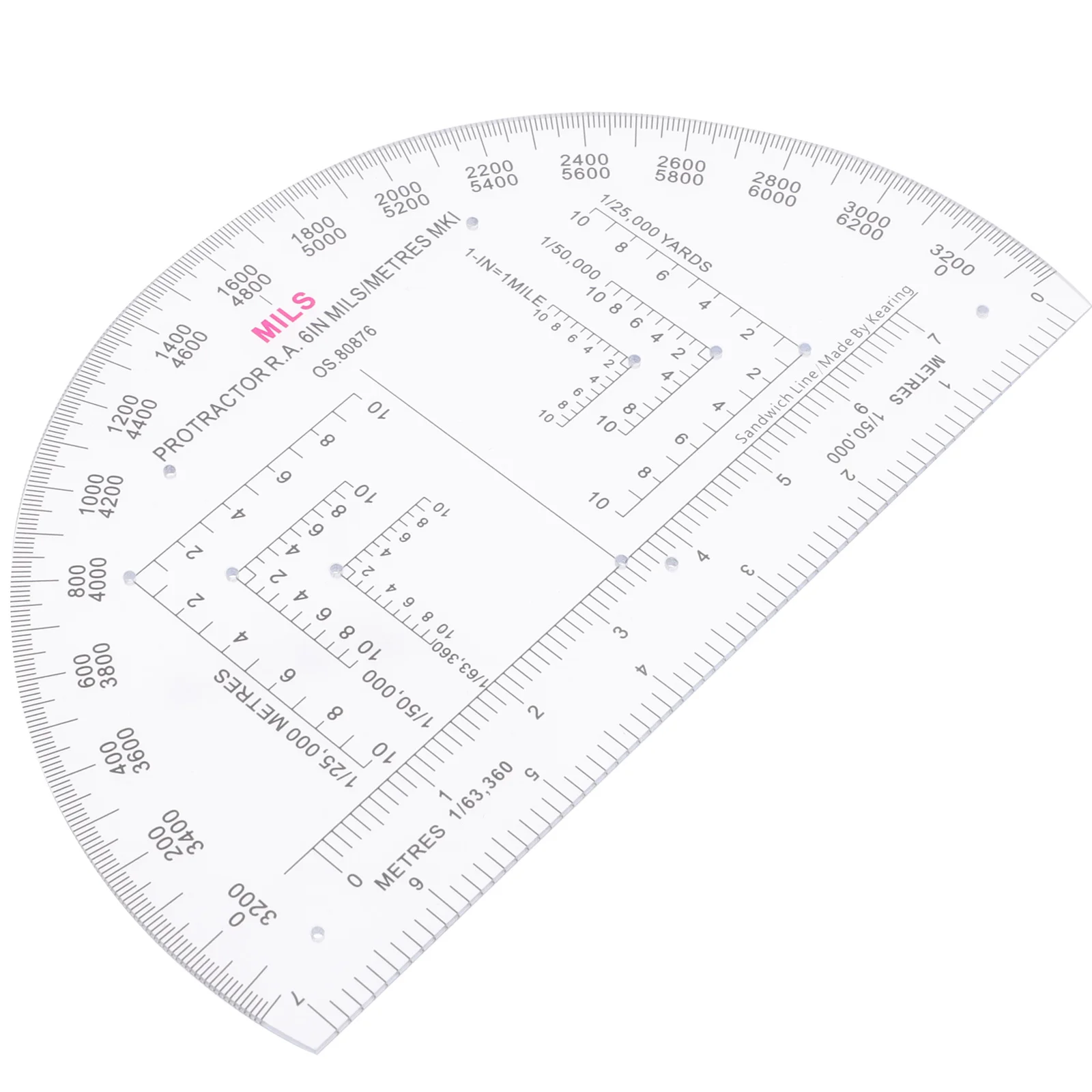 

Military Protractor Wear-Resistant Precise Acrylic Sheet Professional Angle Measuring Tool for Training Dowsing Rods Spiritual