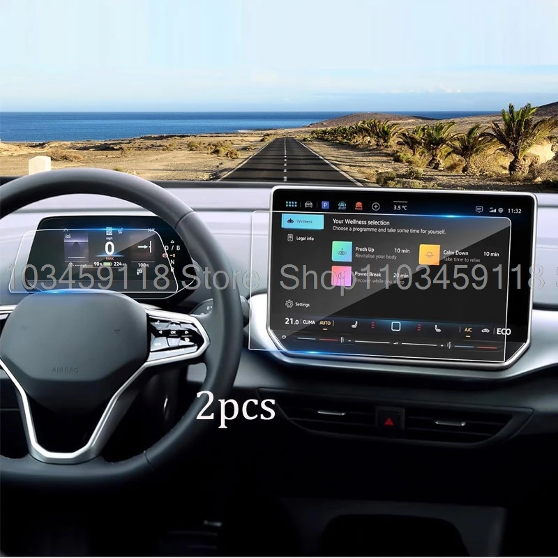 ل Volkswagen VW ID3 ID4/ID.3 ID.4 2025 2026 12.9 بوصة الملاحة نظام تحديد المواقع ولوحة القيادة 5.3 بوصة حماية فيلم الزجاج المقسى #1