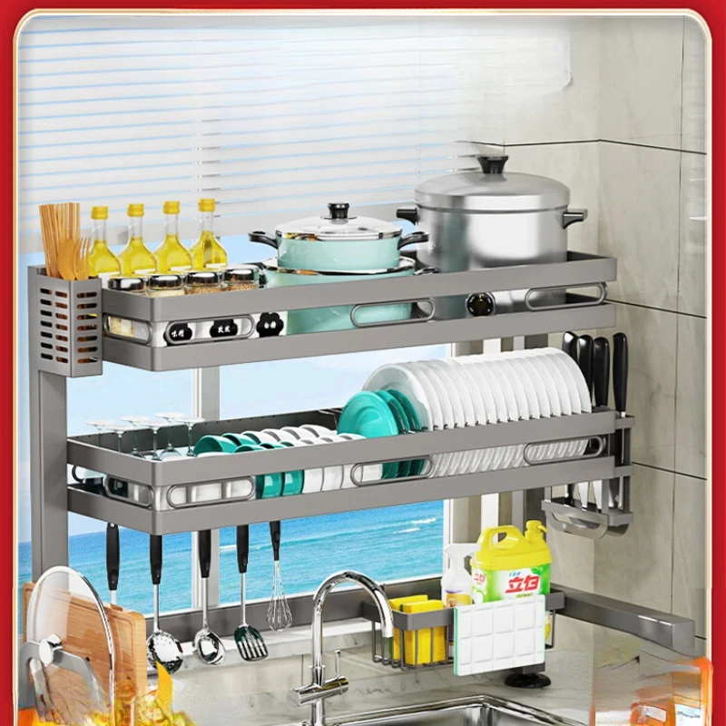 Kitchen sink shelf above the sink drain the dishes Bowl rack Dishwasher sink put the dishes chopsticks Dishes storage rack