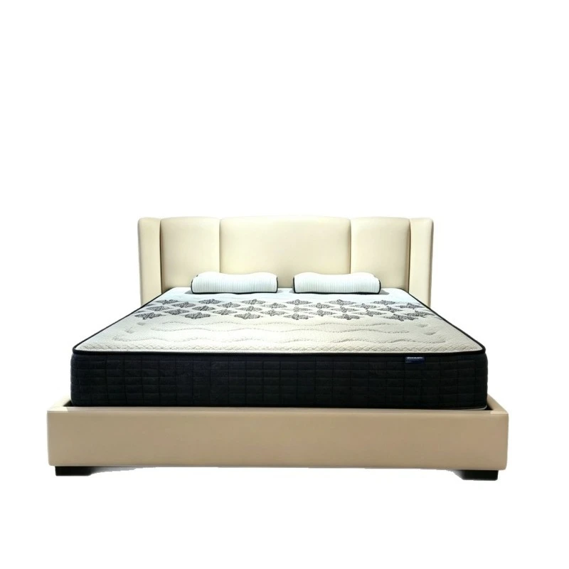 Master bedroom environmentally friendly microfiber leather soft bed, bedside cowhide bed