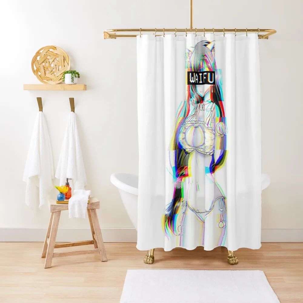 

Waifu Anime Neko Cat GirlShower Curtain Modern Bathroom Accessories