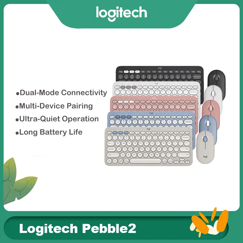 Combo de Teclado y Ratón Inalámbrico Logitech Original PEBBLE 2 K380 Bluetooth Ultrafino Portátil para Oficina