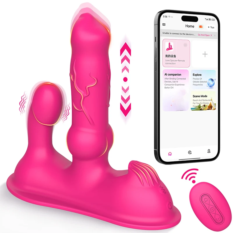 2-in-1 APP Remote Control Dog Dildo Vibrator Anal Dildo Wireless Bluetooth Vibrator G Spot Stimulator Massager Sex Toy for Women