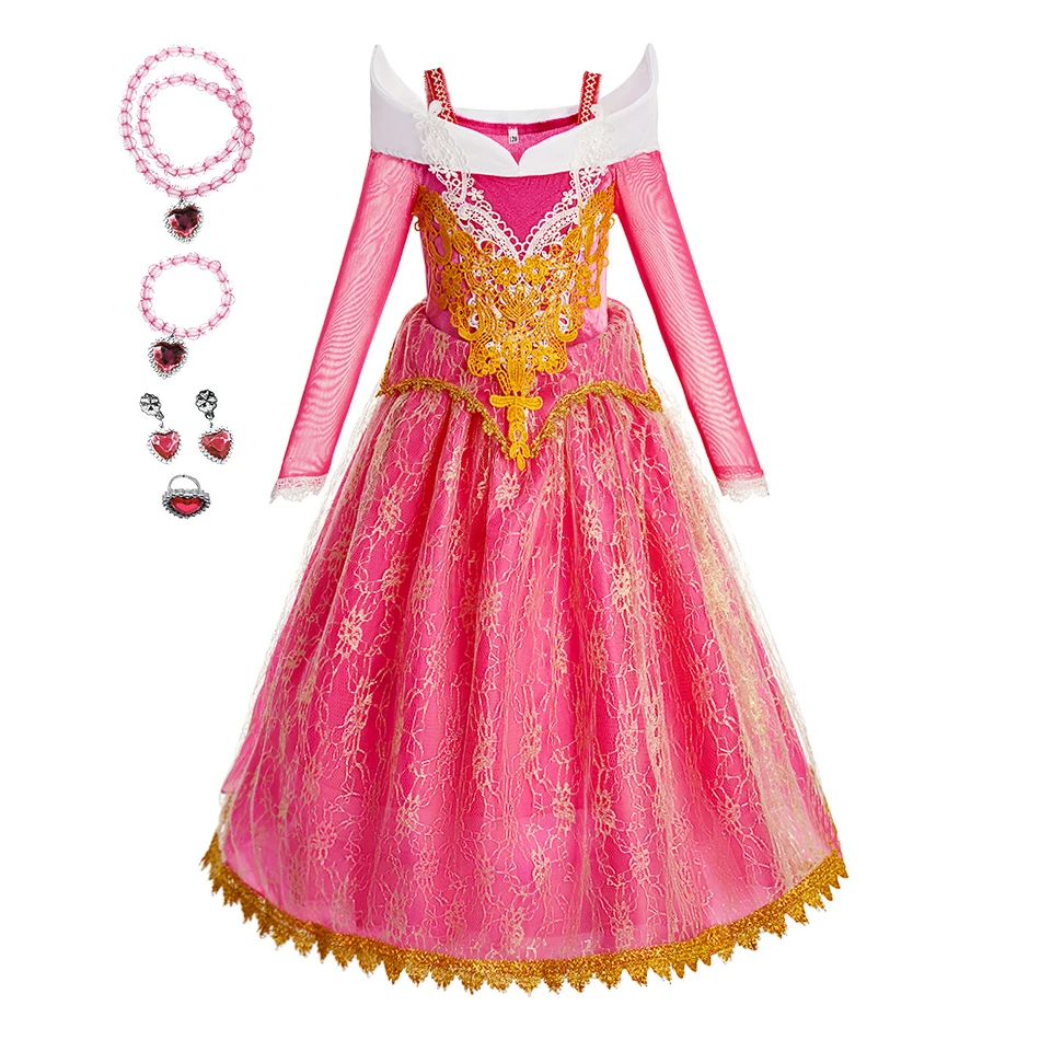 

Children's Skirt Beauty Girl Aurora Princess Dress Girl Cosplay Halloween Costume Kids Birthday Party Ball Gown Dress Up Clothes