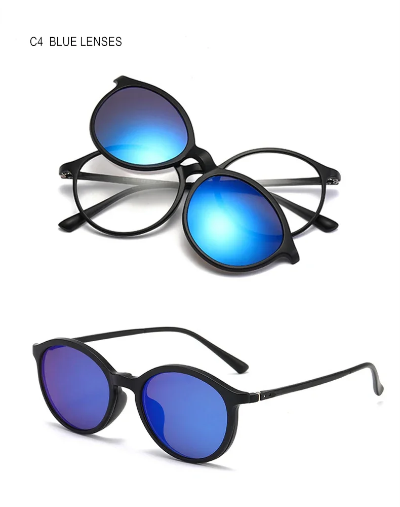 Magnet Clip Sonnenbrillen Und Brillen Set Myopie-0,5 Zu-10 Männer Frauen Mode Runde Rahmen Kurzsichtig Brille f232 – Detail 21