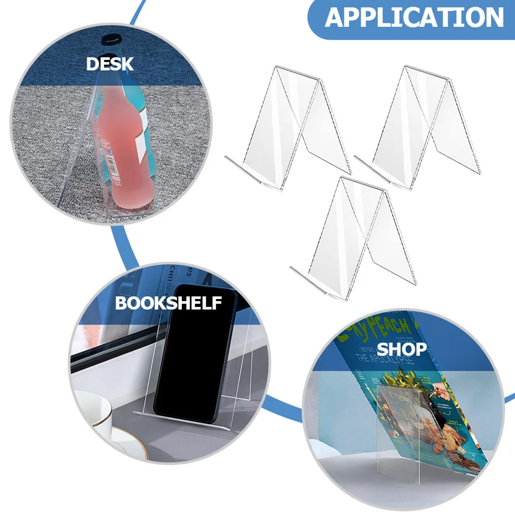 3 個のアクリルブックスタンドクリアデスクトップブックディスプレイイーゼル本の整理アルバム雑誌収納ホルダー透明