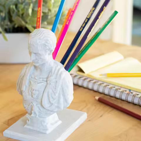 Julius Caesar Bust Statue Pen Holder Resin Ides Of March Desk Pen Holder Creative Marker Holder For Desktop Table Desk Ornament