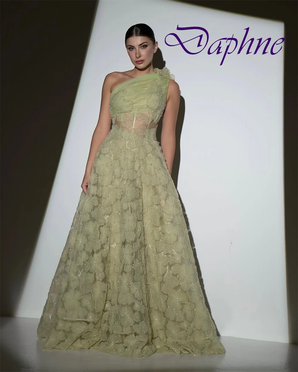 

Customized Exquisite One Shoulder Sleeveless Evening Dress High Quality Tulle Prom Dresses Temperament Flowers Party Gowns