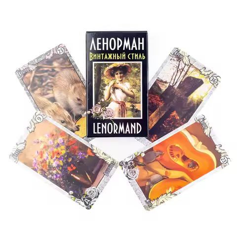 ЛЕНОРМАН ВИНТАЖНЫЙ СТИЛЬ LENORMAND ORACLE Russian Visions Tarot 72Pcs Divination Fate Deck Board Game Card For Family Party