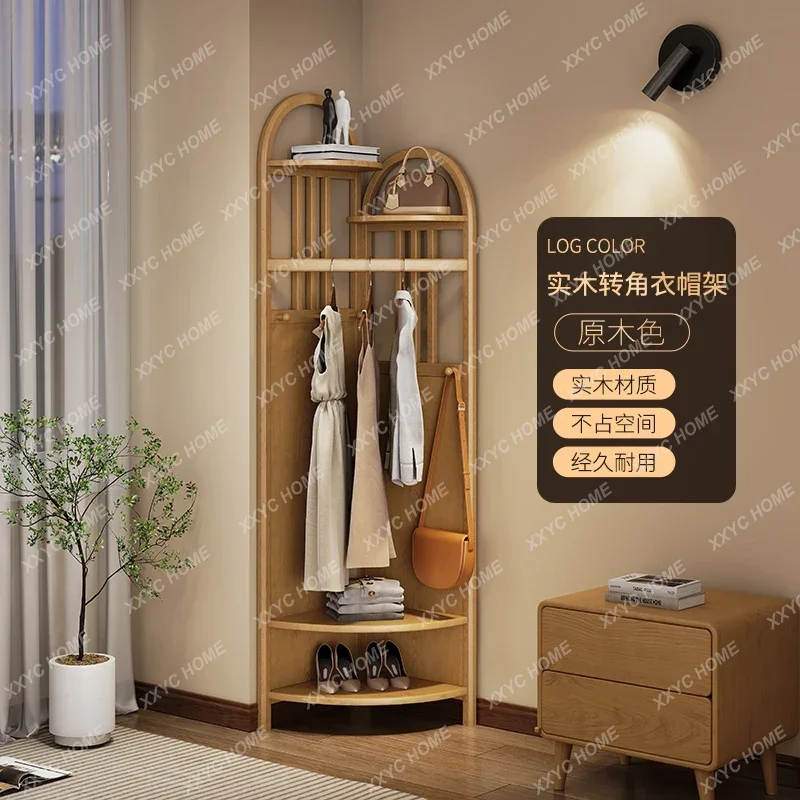A Solid wood corner hanger floor to ceiling bedroom corner multi-functional hanger household