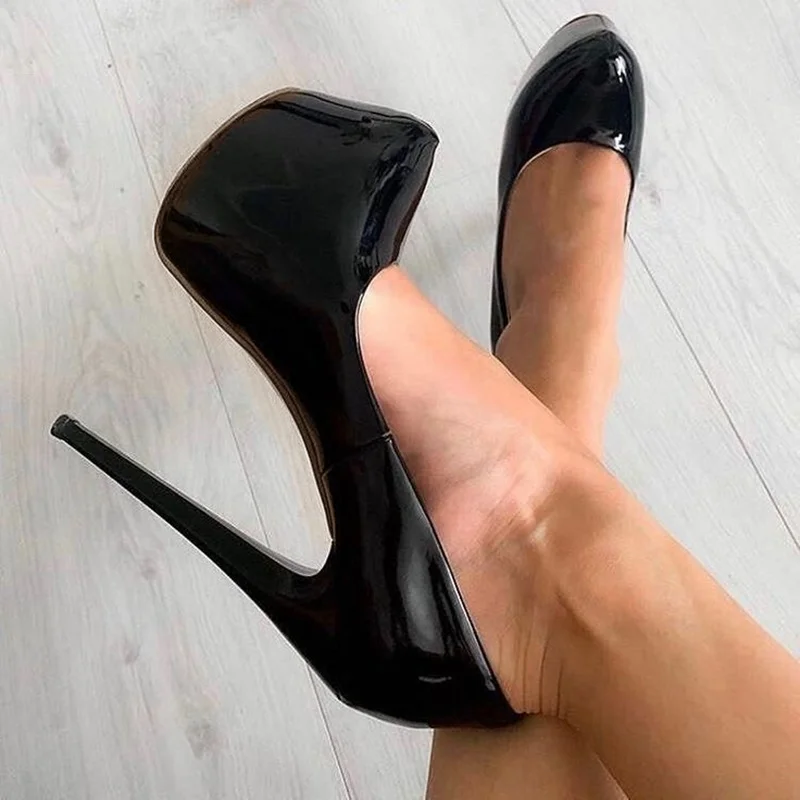 

Black Slip On Shallow Platform Pumps Pointed Toe Thin High Heel Fashion Cool Summer Big Size 2025 Woman Shoes Zapatillas Mujer