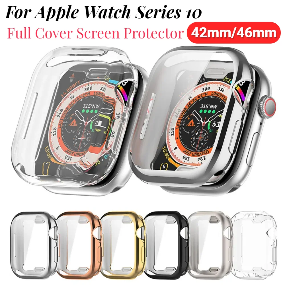 TPU Case Soft All-Around Coverage Screen Protector Dustproof Full Cover Protective Shell for Apple Watch Series 10 42mm/46mm