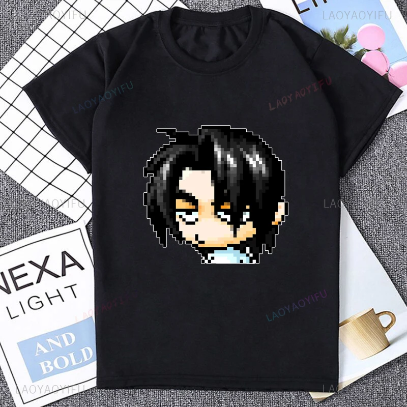Vintage Pixel Game Style MapleStory Kawaii Printed TShirts Korea Style Buddy Personalize Homme T Shirt Cotton Y2K Otaku Clothing