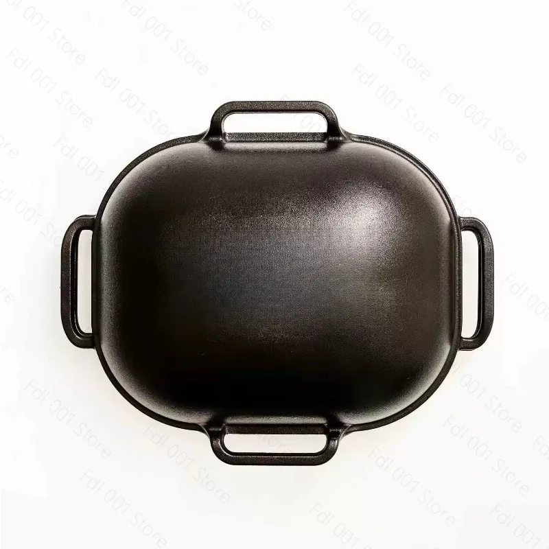 Large Oval Cast Iron Bread Pan Non-Stick Baking Mold for Sourdough Bread Oven Baking Kitchen Tool