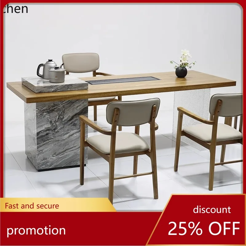 

HXL Solid Wood Tea Table and Chair Set Simple Office Zen Tea Table Coffee Table