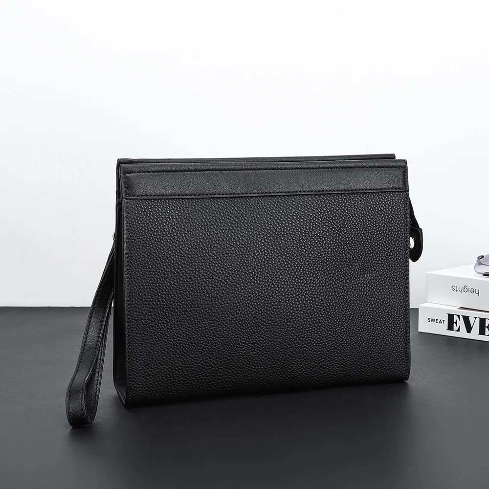 Bolsos de mano de cuero PU negro para hombre, carteras, bolso tipo sobre, bolso de negocios para hombre, bolsos de mano para teléfono, bolsos de diseñador para hombre, bolsos de pulsera
