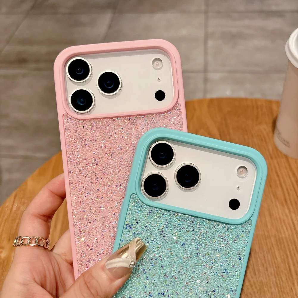 Bling Multicolored Rhinestones Phone Case For iPhone 17 Pro Max 17 Pro Air 16 Pro 15 + 14 13 12 11 Glitter Camera Protect Cover - náhled 4
