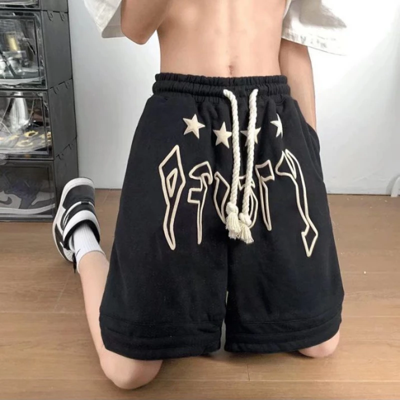 American Basketball Shorts Men's Summer Star Letter Printing Breathable Loose Versatile Casual Sports Shorts