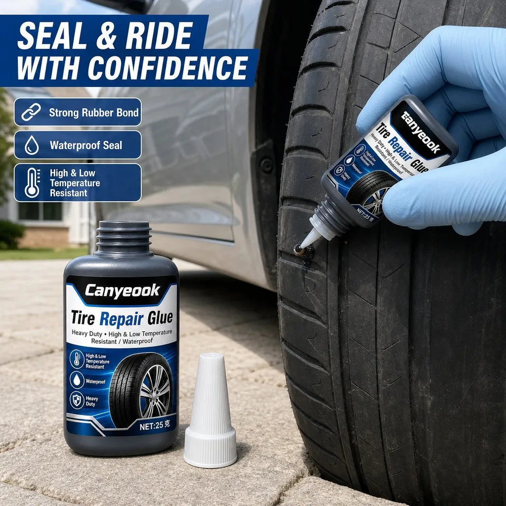 CANYEOOK Puncture Sealant - Quickly Repairs Tire Leaks & Cracks, Tough & Flexible Bond, All-Weather Performance,25g