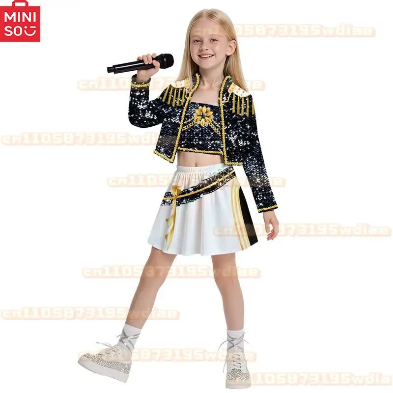 ชุดคอสเพลย์โซเย่ มิร่า รุมิ จากภาพยนตร์ MINISO Girls Demon Hunters สำหรับเด็กผู้หญิง ชุดแฟนซีสำหรับงานปาร์ตี้ฮาโลวีน คอสเพลย์ไอดอลวง Kpop