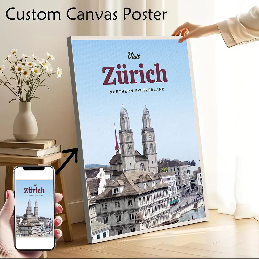 Visit Zurich Canvas Wall Art Poster Personalized Photo Printing Perfect Gift for Aesthetic Decoration Decorative Paintings Room