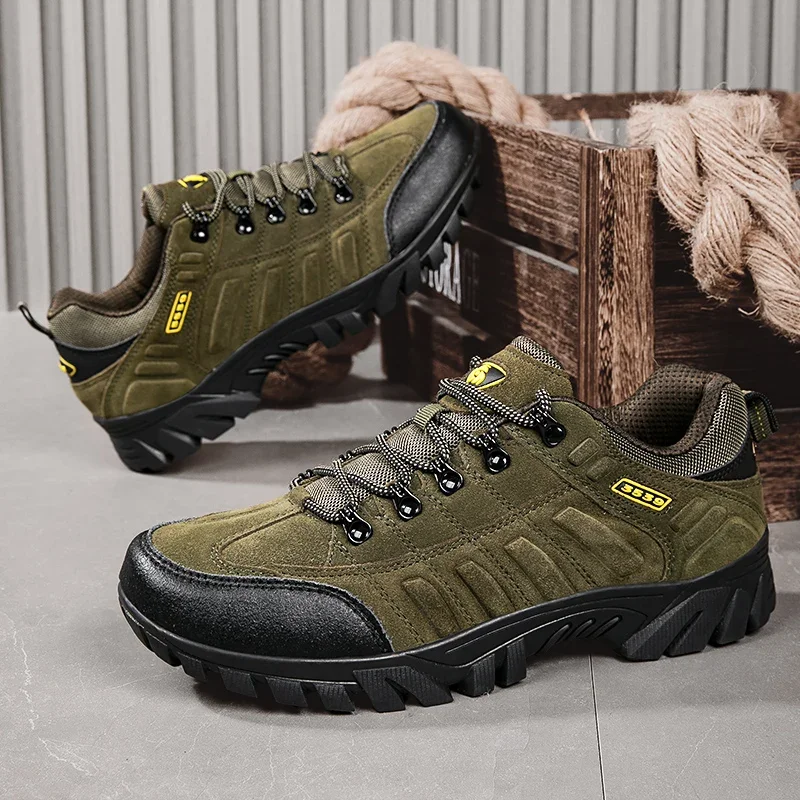 Comfortable Men Climbing Mountain Shoes Anti-slippery Male Trekking Sneakers Suede Leather Youth Cross-country Trainers