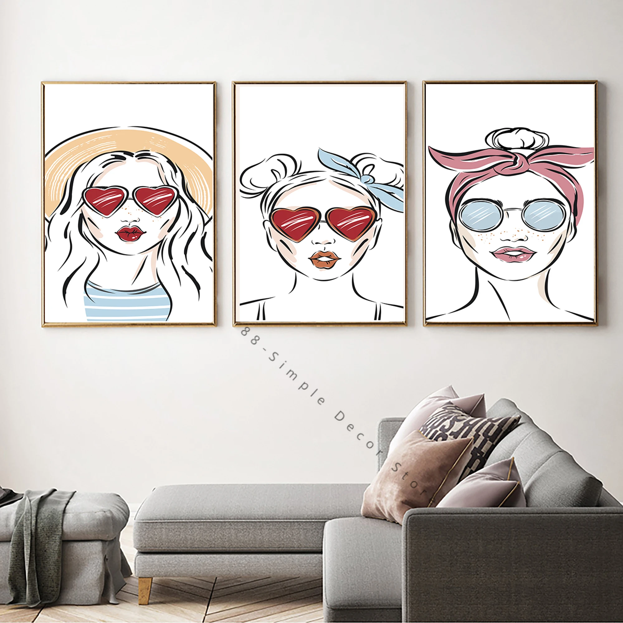 

Fashion Girl Portrait Poster Prints Decoration Wall Art Canvas Painting Woman Illustration Living Room Home Decor Pictures