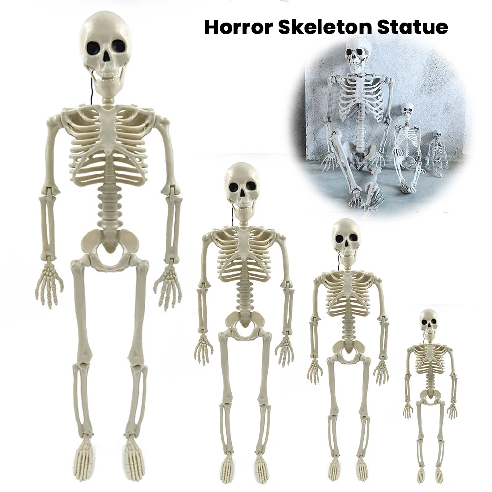 

Декоративная скульптура черепа на Хэллоуин, подвижные/сняющиеся суставы, жуткий реквизит со скелетом, полный размер для двора, сада, патио, дома с привидениями