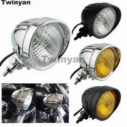 Motorcycle Vintage Custom Headlight Fog Light Front Lamp Universal H4 Halogen High/Low indicator Auxiliary Lamp for Cafe Racer